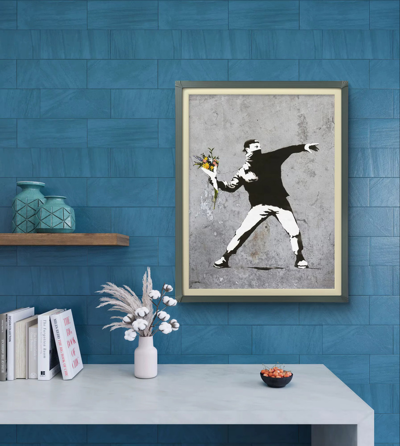 Banksy Kunst Mädchen und Herz 5D Diamant Malerei Pop Art Graffiti DIY Mosaik Wandaufkleber mit runden Steinen - Bild 2