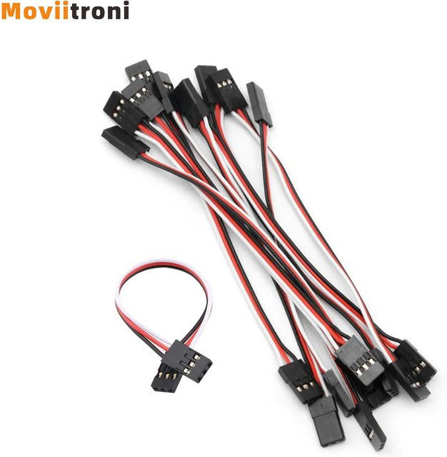 10er Set Servo Verlängerungskabel mit Stecker auf Stecker für JR Stecker, Farbe: Schwarz, geeignet für Flugzeuge, Quadcopter und Spielzeugautos - Bild 1