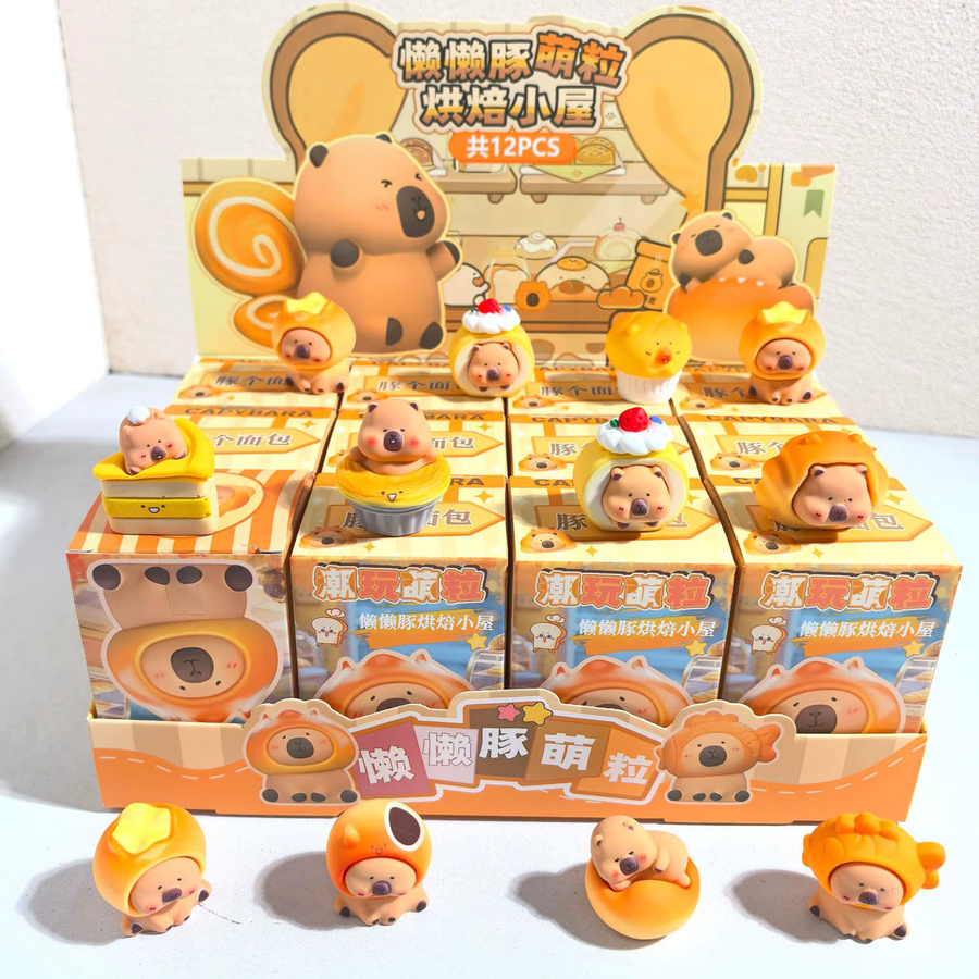 mobokono Capybara Blind Box, Lebensmittel-Backsimulations-Mini-Capybara-Actionfiguren Puppe, Einzelfigur, multicolor - Bild 2
