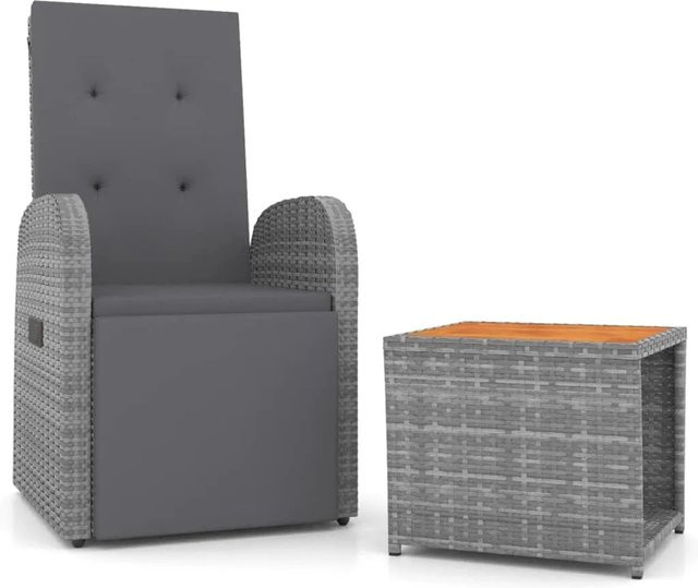 vidaXL 2-teiliges Garten-Lounge-Set aus Poly-Rattan und Akazienholz in Grau - Bild 1