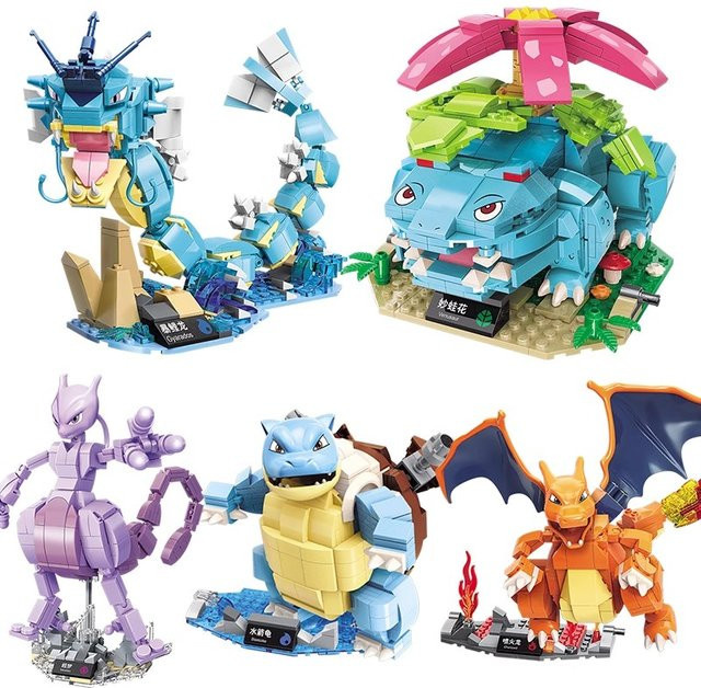 Keeppley Pokémon Mini Bausteine Set mit Greninja, Charizard, Mewtwo, Blastoise und Gyarados als 3D Modell Figur für Kinder ab 6 Jahren - Bild 1