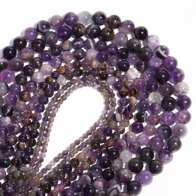 Amethyst-Steinperlen, lila, rund, lose Perlen - Bild 1