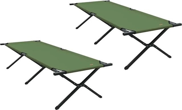 2er Set vidaXL Klappbare Camping Schlafbetten aus Stahl und Oxford-Stoff in Grün, B/T/H: 80 x 210 x 46 cm - Bild 1