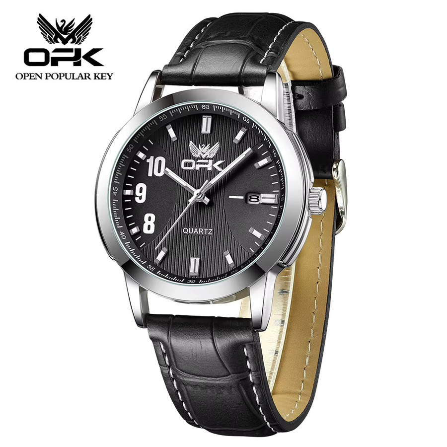 OPK Armbanduhr Quarz, Leder, Schwarz, Herren - Bild 2