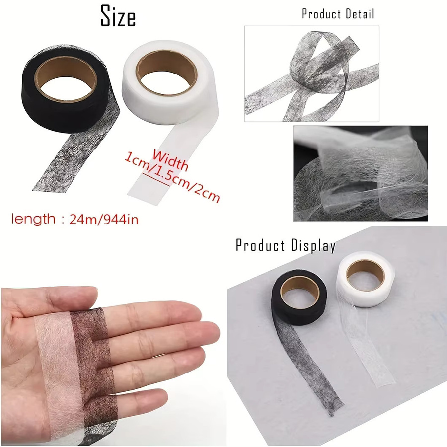 2 Rollen doppelseitiges Interlining Klebeband in Schwarz und Weiß für Kleidung und DIY-Nähtechnik - Bild 3