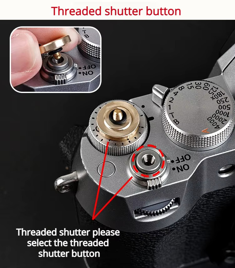 Kamera-Auslöser für Fujifilm XT30 XT5 XM5 XT50 XE5 X100 PixT20 XT10 XS20 und Nikon ZF Z30 ZFC in Silber - Bild 2