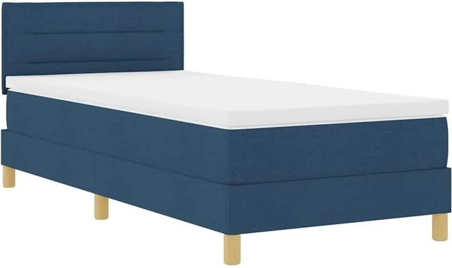vidaXL Boxspringbett Hybrid mit Matratze und Kopfteil Blau Stoff B/T/H: 100 x 200 x 88 cm - Bild 1
