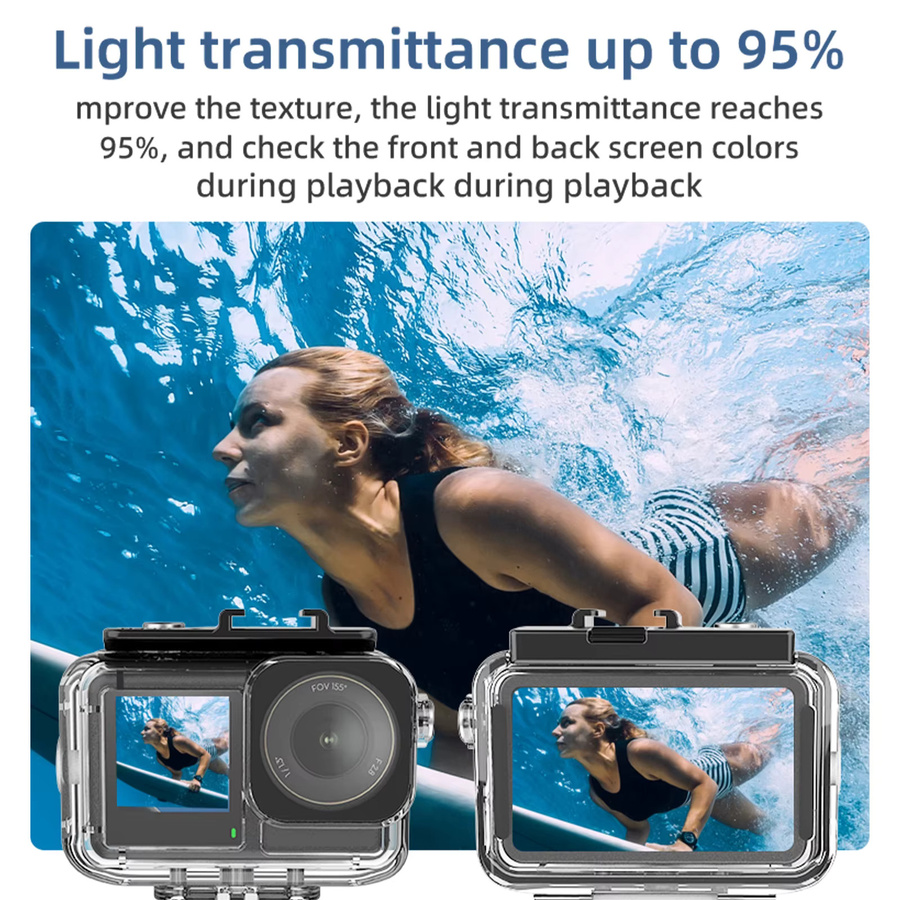 Sheingka Wasserdichtes Unterwasser-Tauchgehäuse für DJI OSMO Action 3, 4 und 5 Pro in Transparent - Bild 3