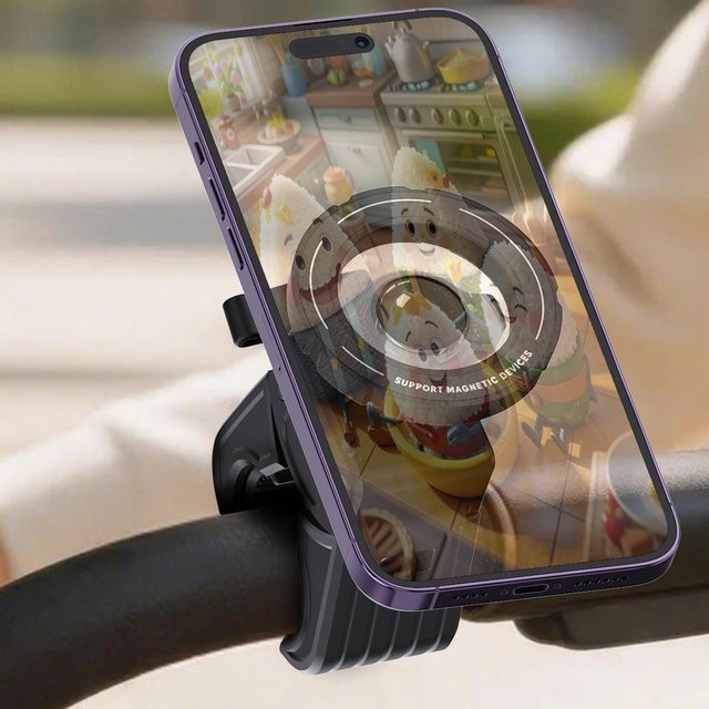 Homhu Magnetische Handyhalterung in Schwarz für Kinderwagen, Laufband und Fitnessgeräte - Bild 1