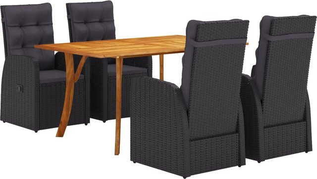 vidaXL 7-teilige Garten-Essgruppe aus Poly-Rattan in Schwarz Matt - Bild 1