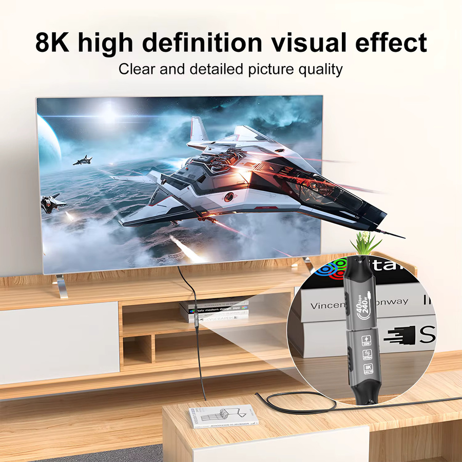 FDBOY USB4 Typ C Kabel 240W Schwarz mit 40Gbps und 8K@60Hz Unterstützung für Thunderbolt 3/4 sowie PD3.1 und QC4.0 Schnellladung - Bild 5