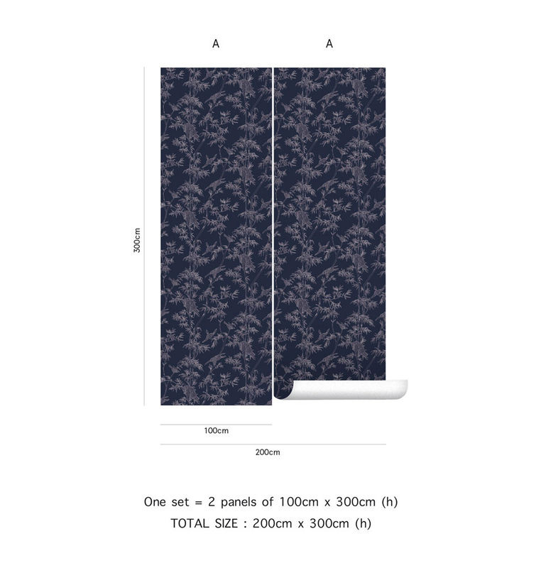 Tenue de Ville Wandtapete Ylang Ylang Mural in Night Blue mit floralem und botanischem Design aus Vlies - Bild 2