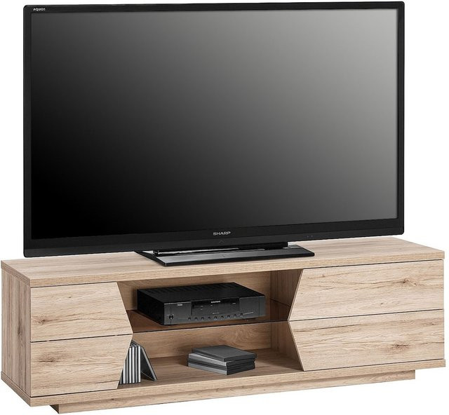 Vaja Möbel TV-Board Oslo in Wild Oak und Beige mit Glas und Medienfächern - Bild 1