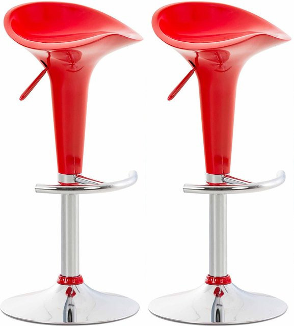 TPFLiving 2er Set Barhocker Saturn in Rot mit Chromoptik Metallgestell und Kunststoff-Sitzfläche - Bild 1