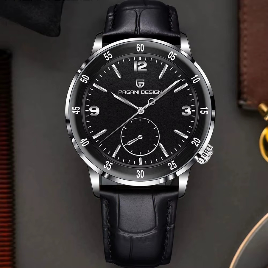 Pagani Design Armbanduhr, Automatik, Leder, 42 mm, Herren, Schwarz - Bild 2