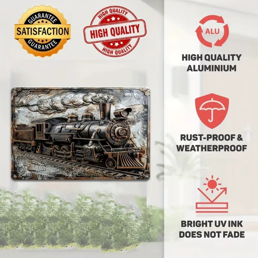 RetroLocomotiveCo Vintage Steam Train Metallschild aus Aluminium zur Wanddekoration, B/H: 30 x 20 cm - Bild 2
