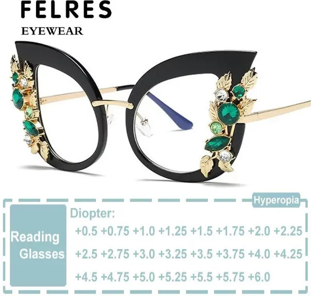 FELRES Lesebrille Cat Eye, Vollrand, Schwarz, Damen, Blaulichtfilter - Bild 1