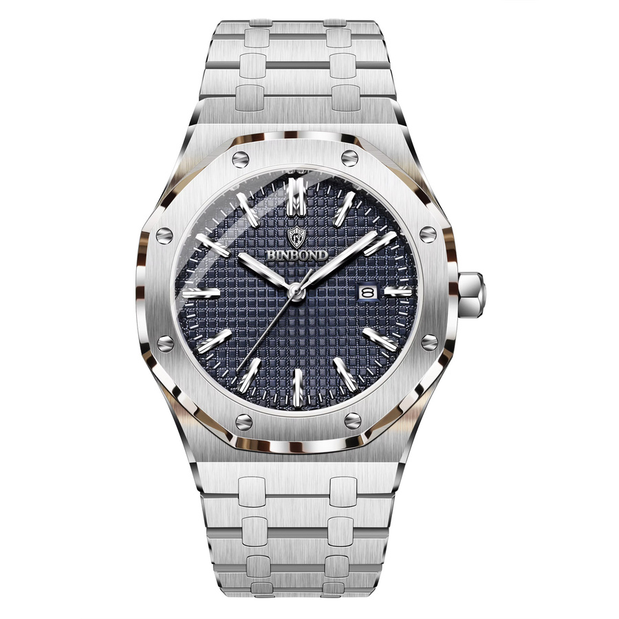 BINBOND Armbanduhr Quarz, Edelstahl, Silber, Herren - Bild 7