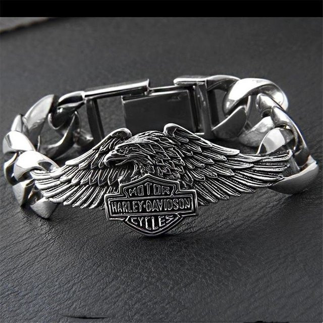 Armband Edelstahl, Schwarz, Adler, Unisex, 19cm - Bild 1