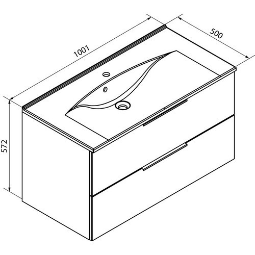 Fackelmann Badmöbel-Set B.Brillant Waschplatz in Asteiche und Anthrazit mit Gussmarmor-Waschtisch, B/T/H: 100 x 54,2 x 48,9 cm - Bild 2