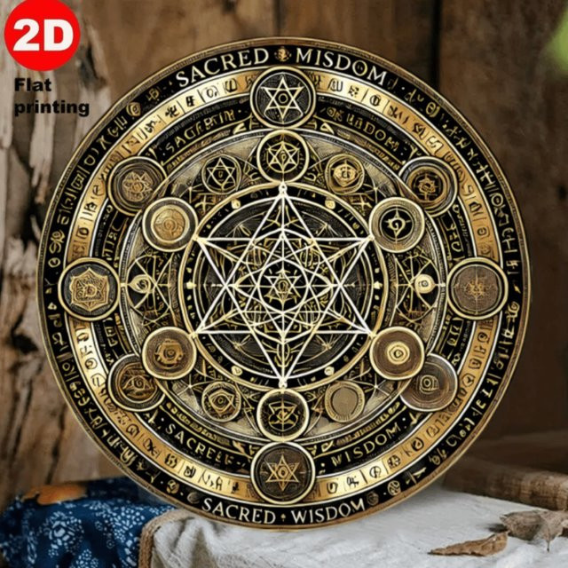 CIFBUY Metatron Messias Sonnenfänger aus Holz in Gold, geometrische Wandkunst für dein Zuhause - Bild 1