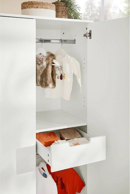 Pinolino Kleiderschrank Juna groß in Weiß mit Soft-Close-Türen und integrierten Schubladen, B/T/H: 129 x 54 x 190 cm - Bild 1