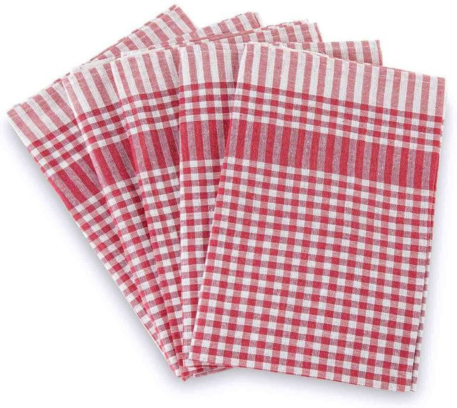 bertsch Hotelwäsche Geschirrtücher 5er Set, kariert, rot, Baumwolle, Breite: 50 cm, Länge: 70 cm - Bild 1
