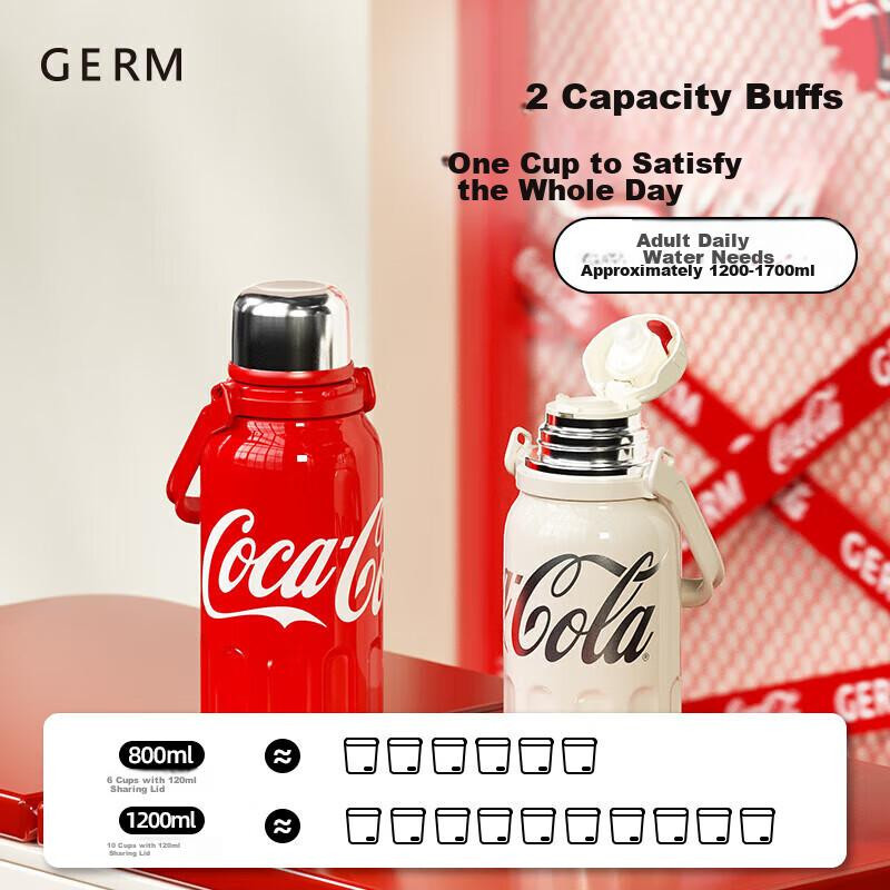 Keim Coca-Cola Isolierbecher Sport-Wasserflasche in Rot mit 1200 ml Fassungsvermögen - Bild 5