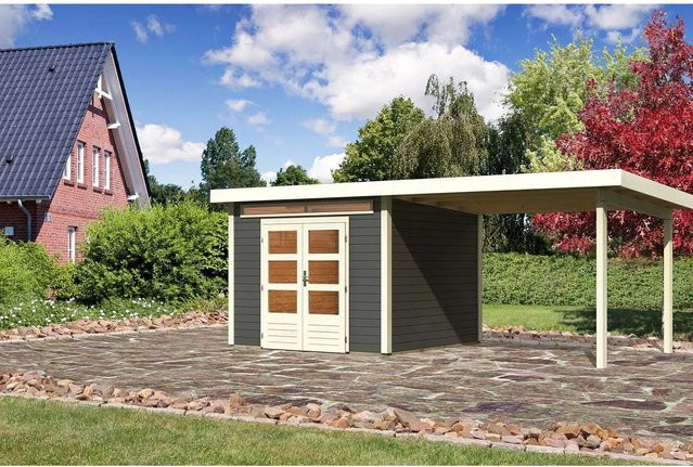 Karibu Holz-Gartenhaus Kumla mit Pultdach in Terragrau, lackiert, B/T: 270 x 270 cm - Bild 1