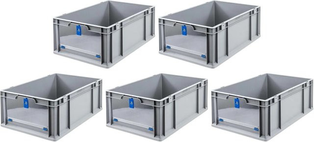 PROREGAL SparSet 5x Eurobox NextGen Insight Cover Eurobehälter mit Deckel, Blau, H x B x T: 22 x 40 x 60 cm, 44 Liter - Bild 1