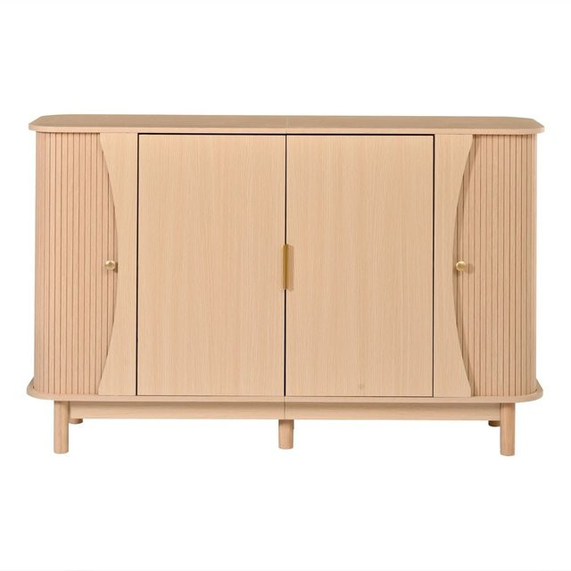 Merax Sideboard Modern in Walnuss mit Schiebetüren, Farbe: Braun/Beige, B/T/H: 140 x 40 x 88 cm - Bild 1