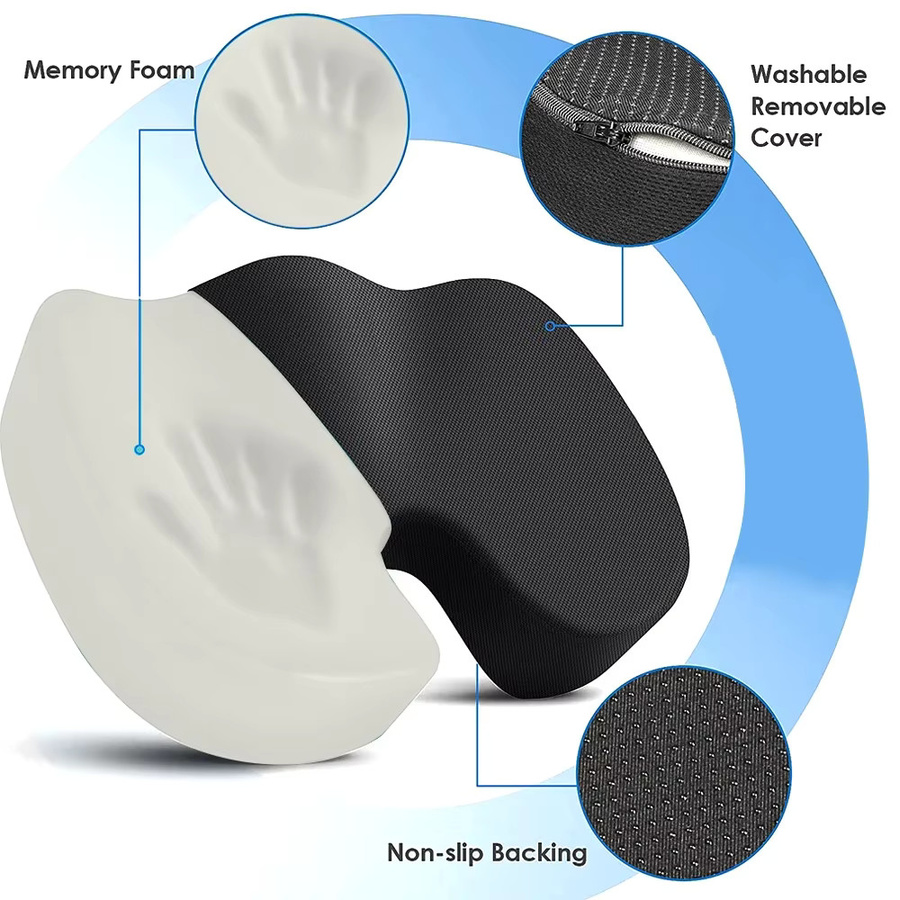 STAWHO Steißbein Sitzkissen aus Memory Foam in U-Form, Blau - Bild 3