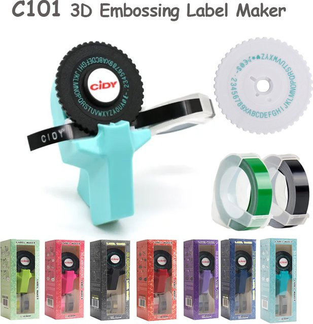 CIDY C101 Prägeetikettendrucker in Blau für 9 mm Dymo Motex und Cidy 3D Etikettiergerät - Bild 1