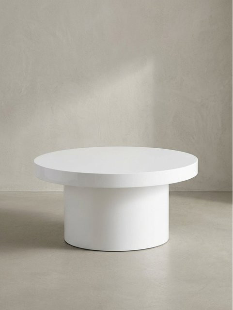 Moderner runder Couchtisch in Weiß Hochglanz von KADIMA DESIGN, Pilz-Form, Durchmesser: 60 cm, Höhe: 30 cm - Bild 1