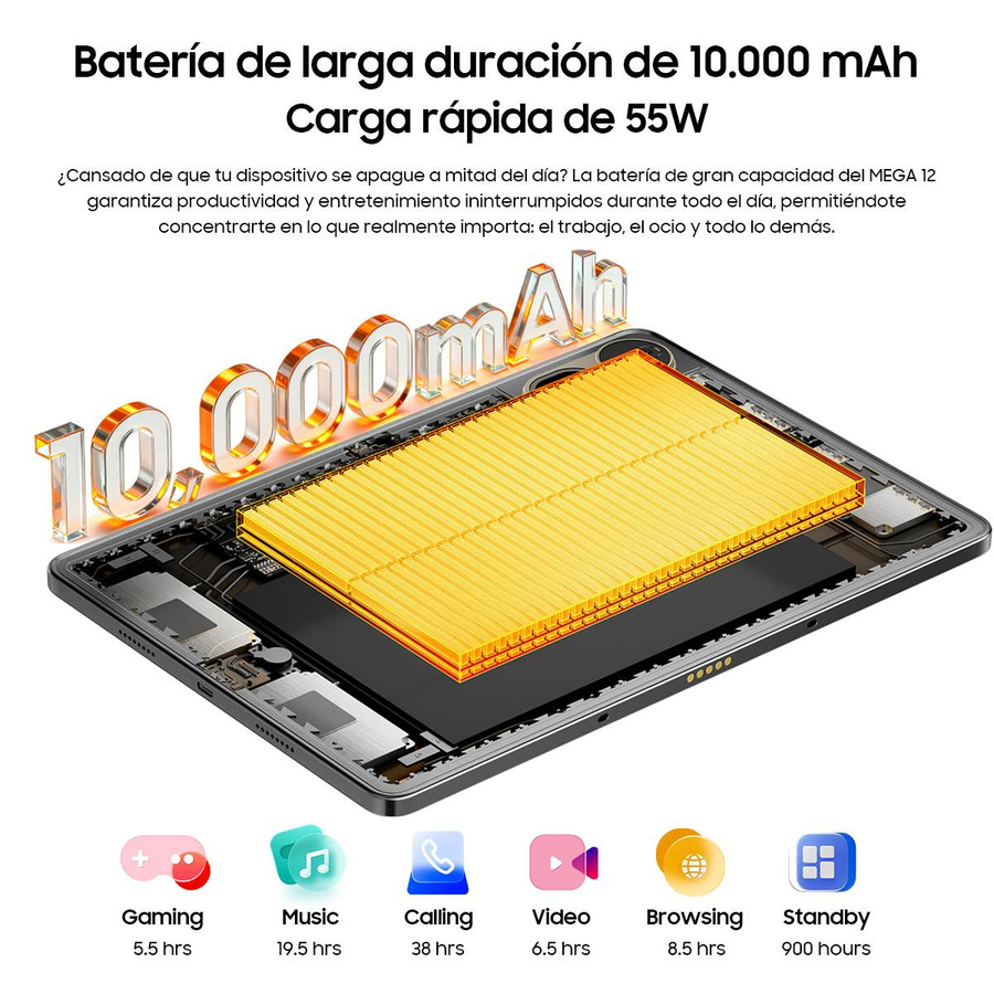 Blackview MEGA 12 5G Tablet mit 12,2 Zoll 120Hz Display, 12GB RAM, 256GB ROM, Android 16, Set mit Tastatur, Grau - Bild 2