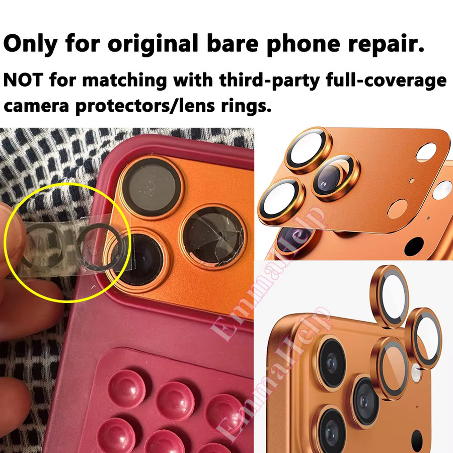 Original Saphir Rückkamera-Objektivglas Set für Apple iPhone 15 14 13 12 11 Pro Max Plus Mini inklusive Klebstoff und Reparatur-Werkzeugset - Bild 3
