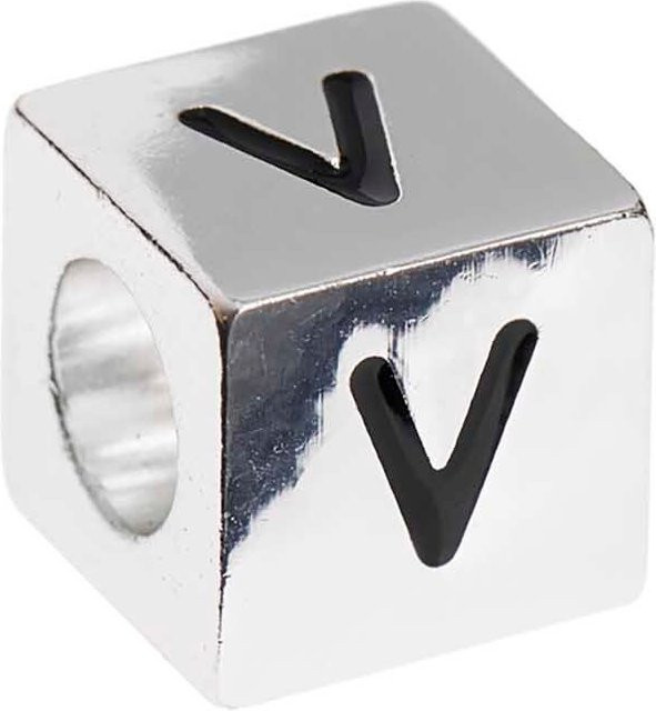 Rico Design itoshii Ponii Beads Buchstabenwürfel in Silber und Schwarz, B/T/H: 1 x 1 x 1 cm - Bild 1