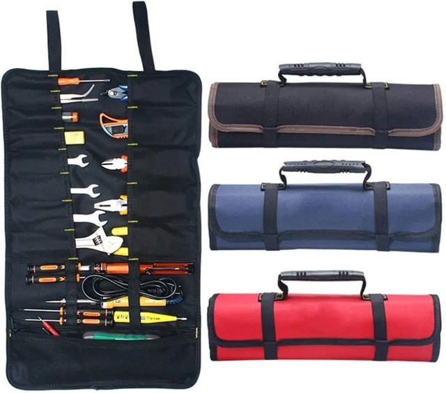 Multifunktionale Rollwerkzeugtasche von WOZOBUY aus Oxford-Gewebe in Rot, faltbare Werkzeugrolle und tragbare Aufbewahrungstasche, B/T/H: 58,5 x 35,5 x 13,98 cm - Bild 1