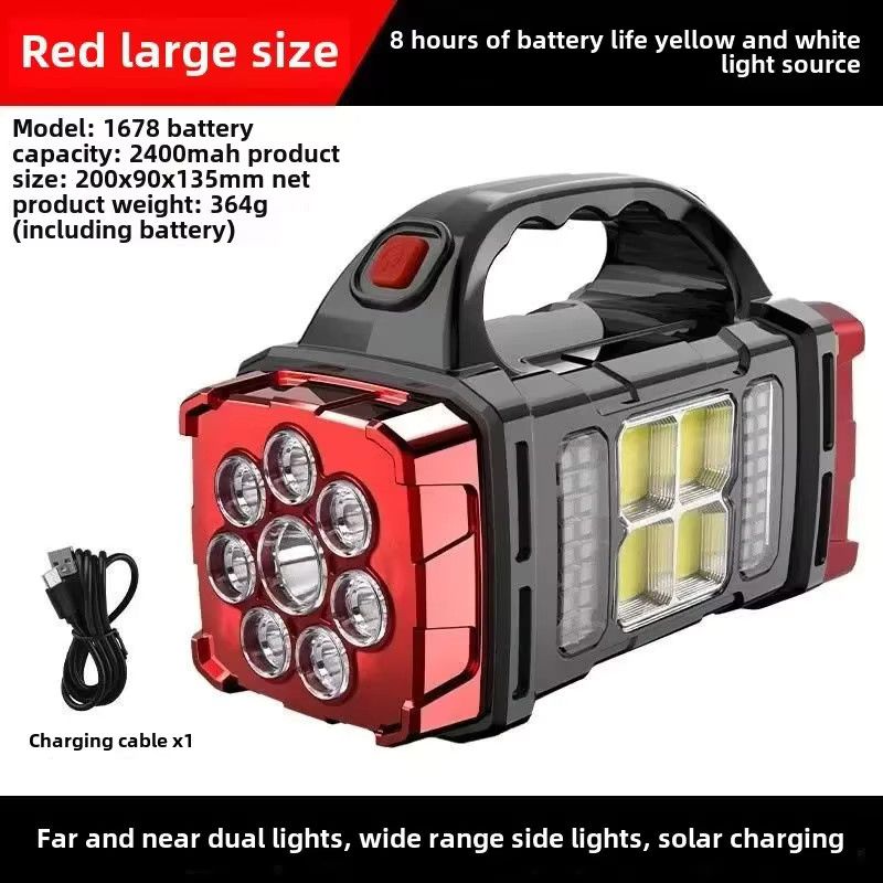 QHSPE COB Multifunktionale Outdoor Solar Notfall Suchscheinwerfer USB Aufladbare Camping Taschenlampe - Bild 3