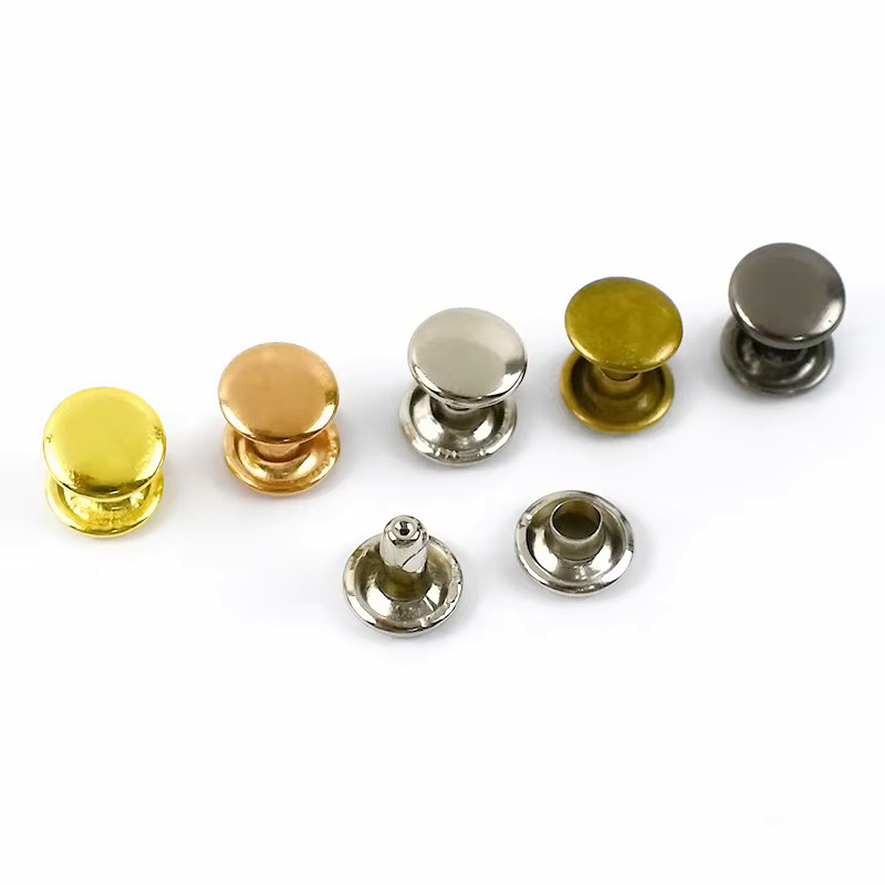 Meetee 100 Sets Metall-Doppelkappen-Nieten in Gold für Leder, Kleidung und DIY-Bastelarbeiten - Bild 2