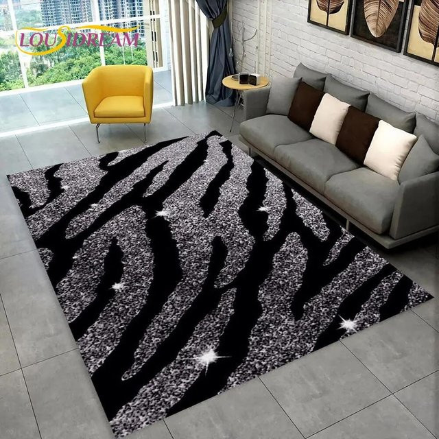 Wucifang Jewelry 3D Zebrastreifen Teppich, bunter Animal Print Fußmatte aus Polyester, rutschfest und waschbar, B/T: 60 x 40 cm - Bild 1