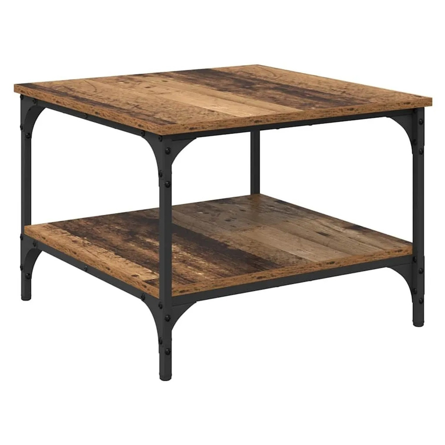 vidaXL Couchtisch Altholz-Design in Braun aus Holzwerkstoff und Eisen, B/T/H: 55 x 55 x 40 cm - Bild 2
