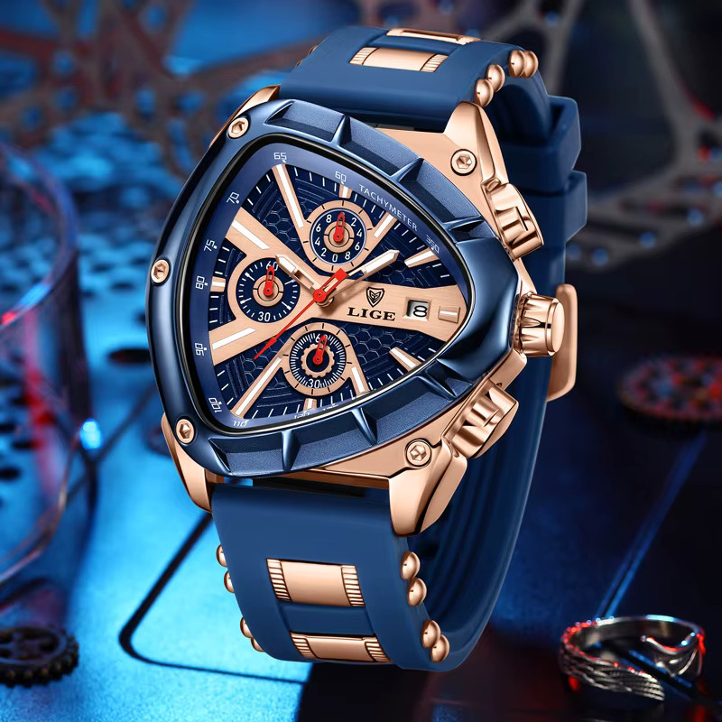 LIGE Armbanduhr Quarz, Kautschukband, Blau, Herren - Bild 2
