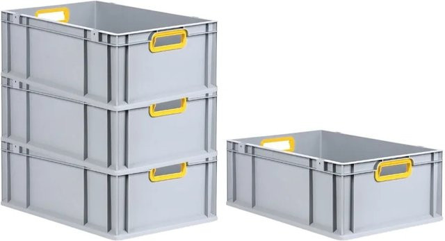 PROREGAL Spar Set 4x Eurobox Nextgen Color Eurobehälter mit verstärktem Boden und Griffen, Gelb, H x B x T: 22 x 40 x 60 cm, 44 Liter - Bild 1