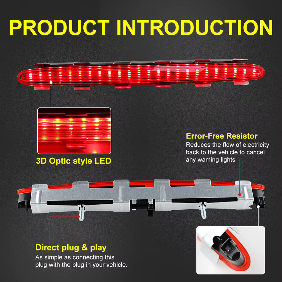 APMATAUTO LED Rücklicht und Bremslicht High Level 3rd Third mit schwarzer Linse für Mercedes Benz CLK W209 C209 A209 (2002–2009) in Schwarz und Rot - Bild 2