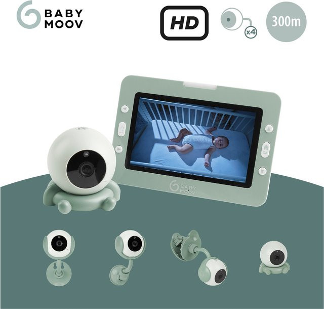 Babymoov Babyphone Yoo Go Plus HD Audio-Video Überwachungssystem mit Kamera, Nachtsicht und Gegensprechfunktion in Grün - Bild 1