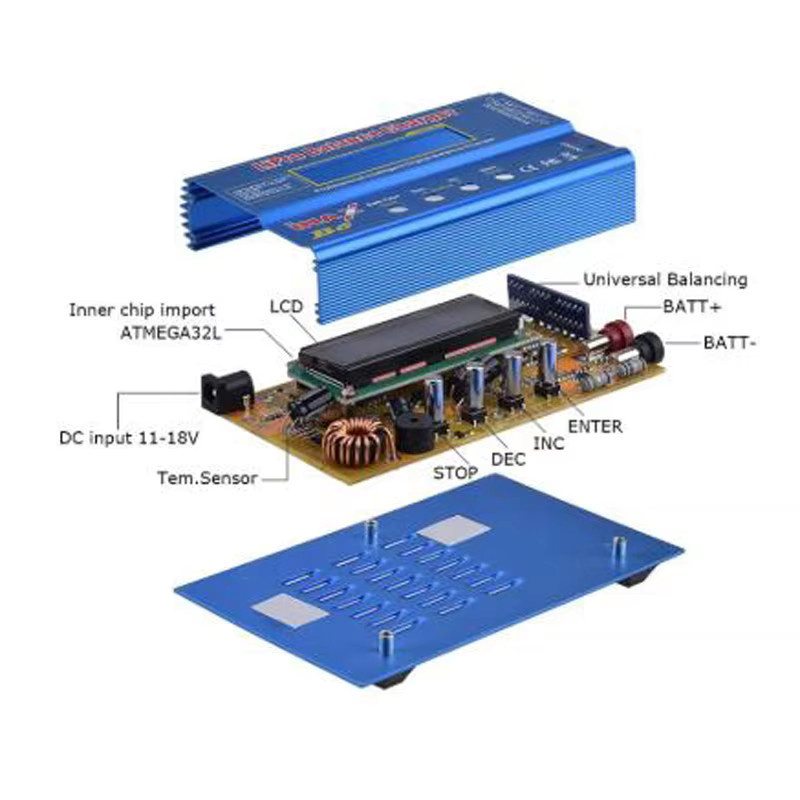 IMAX B6 B6AC 80W Digitales Akkuladegerät und Entladegerät für Lipo NiMh Li-Ion Ni-Cd inklusive 12V 5A Adapter in Blau - Bild 2