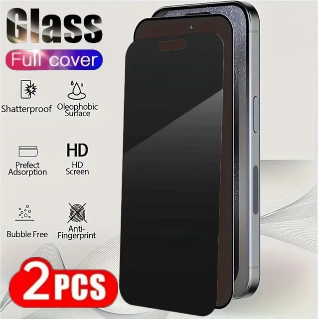 2 Stück Anti-Spionage-Displayschutzfolie aus gehärtetem Glas für Apple iPhone 17 16 15 14 13 12 11 Pro Max Air Plus XR XS - Bild 1