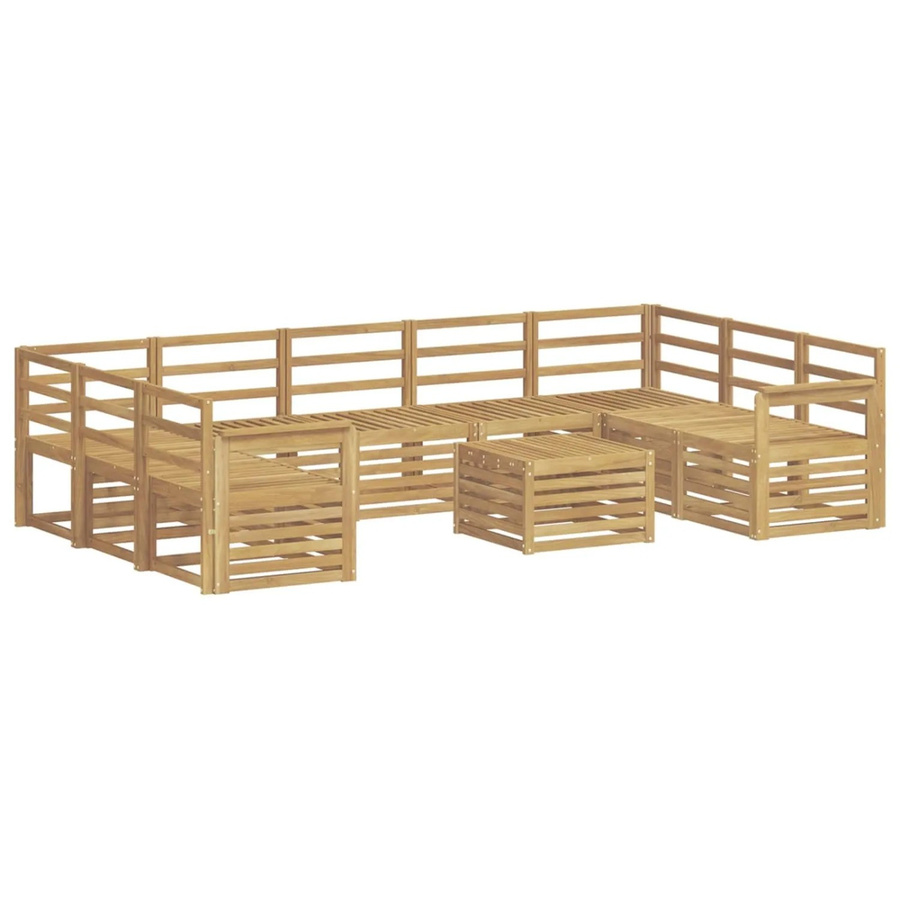 vidaXL Outdoor-Sofagarnitur aus Akazie Massivholz in Weiß, 10-teiliges Set mit Tisch und Polstern im modernen Latten-Design, B/T/H: 59 x 59 x 37 cm - Bild 2