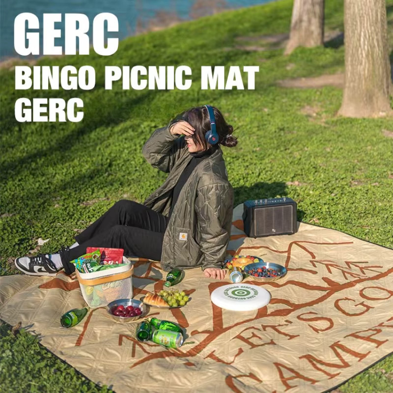 GERC Outdoor Camping Picknickmatte in Orange, wasserdicht und feuchtigkeitsbeständig, faltbar und tragbar - Bild 2
